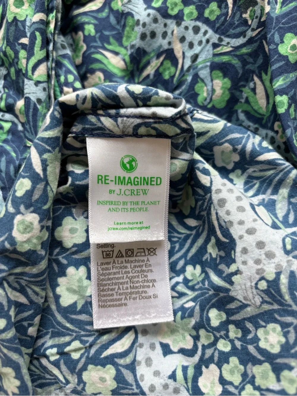 J.Crew Fauna Floral Blue Spotted Leopard Cotton Poplin Pajama Set Medium